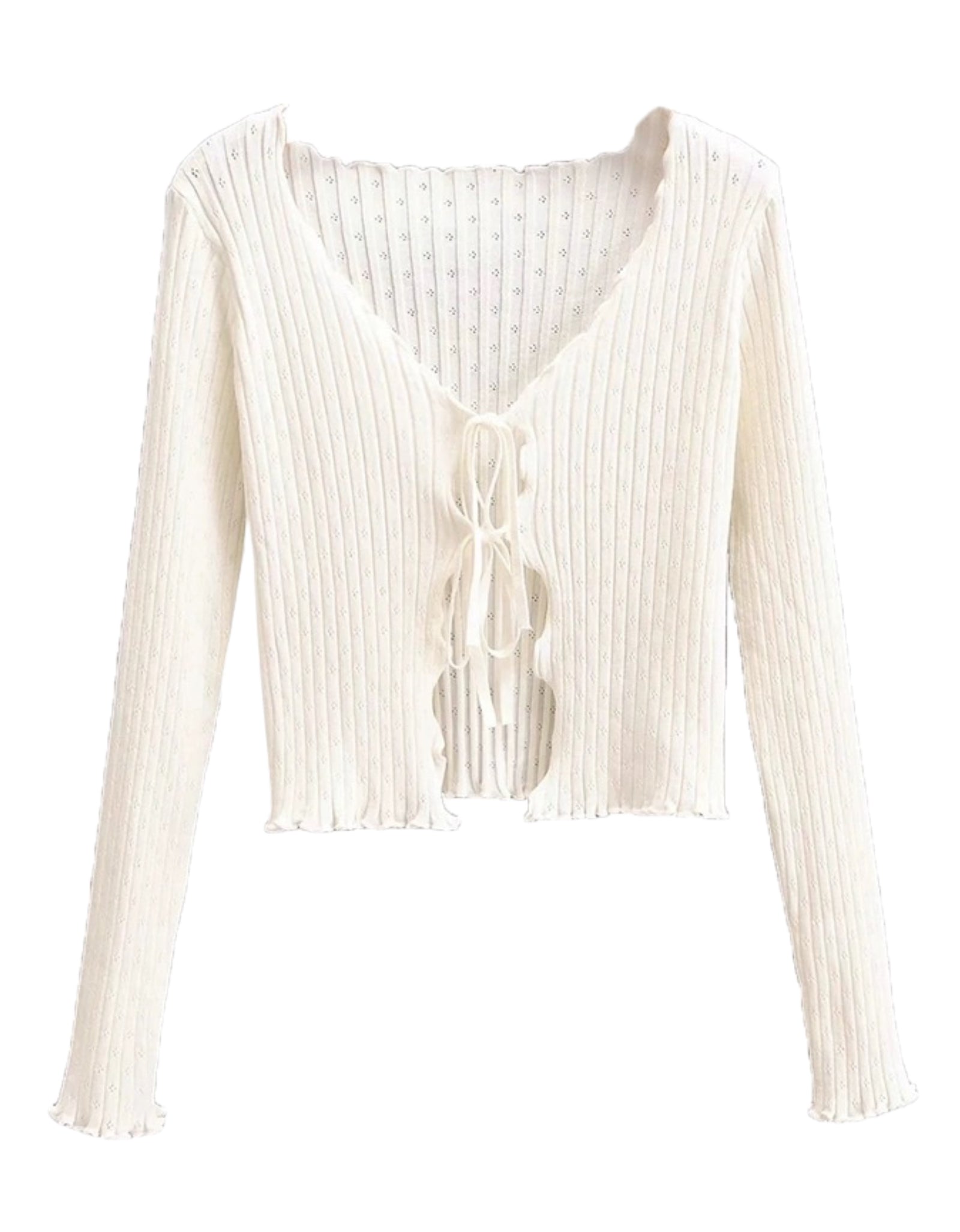 Tied Up Pointelle Cardigan Top