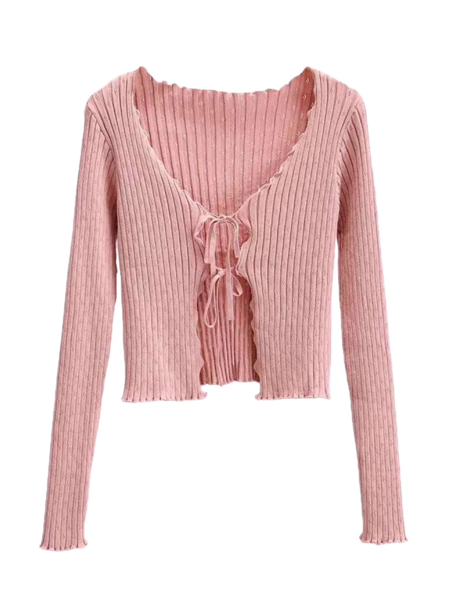 Tied Up Pointelle Cardigan Top