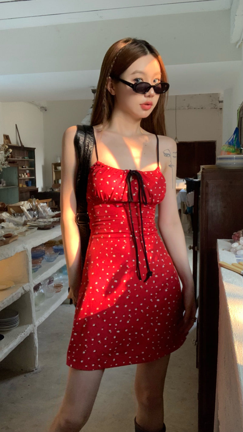 Red Beachside Bloom Cami  Dress