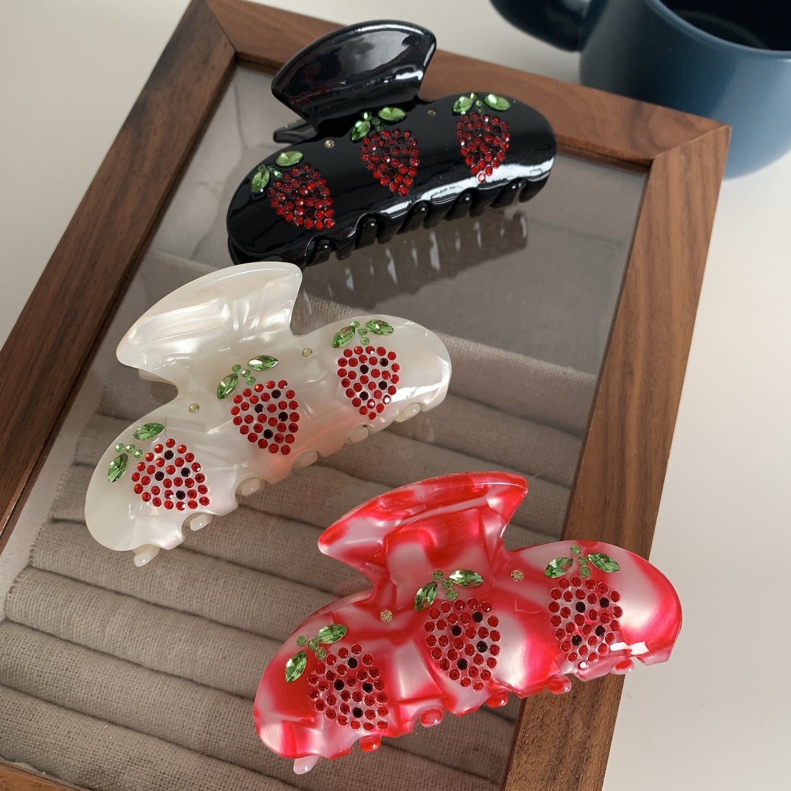 Sweet Strawberries Rhinestone Claw Clip