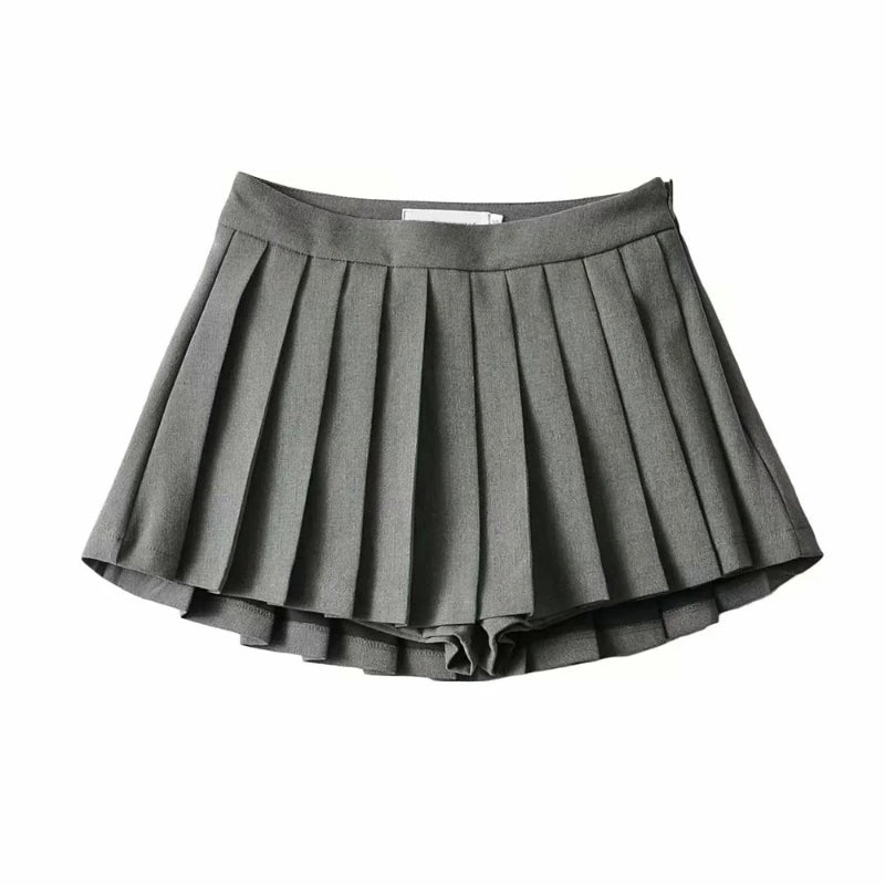 Hamburger Solid Color Pleated Skirt