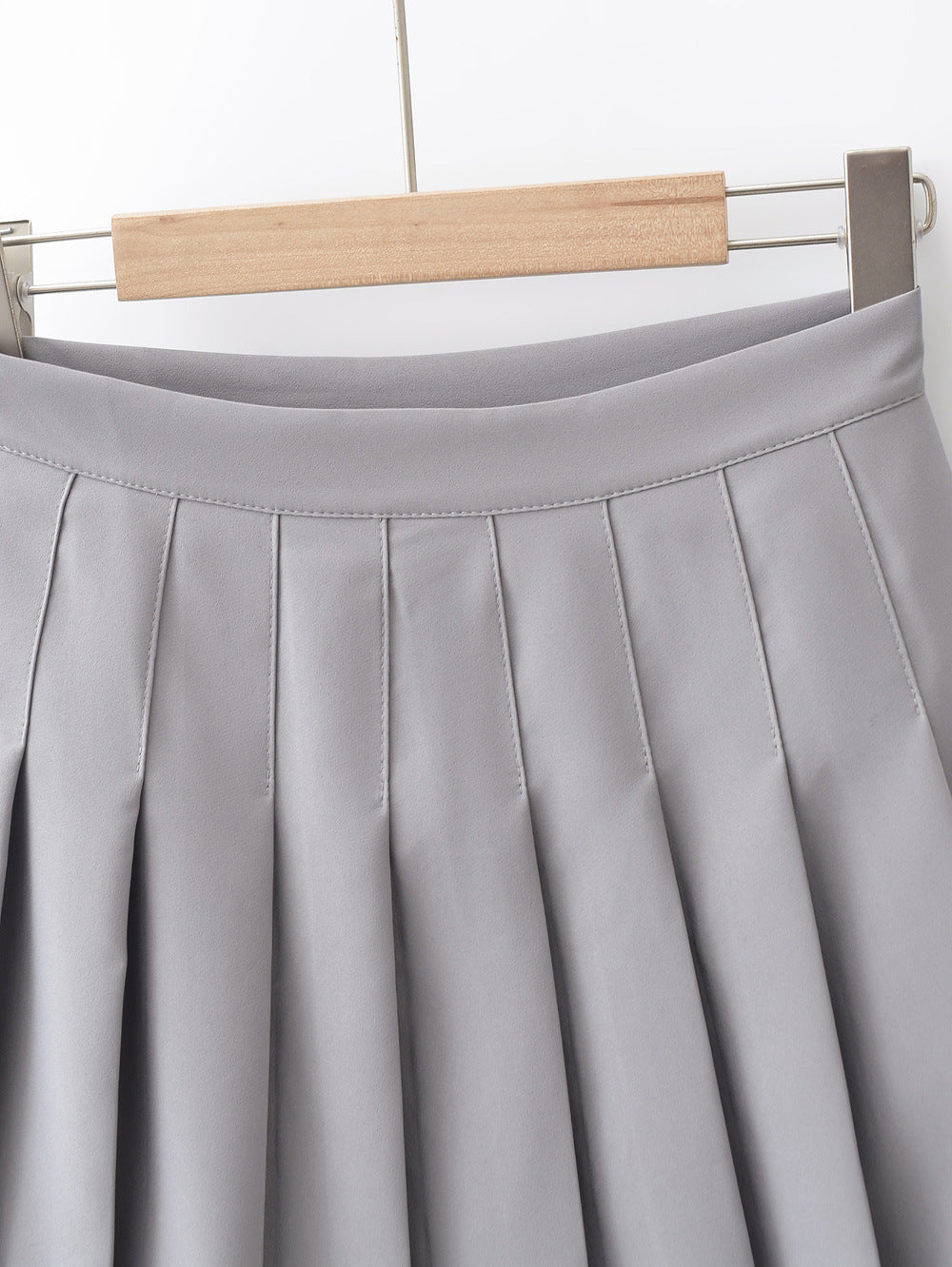 Hight Waist Solid Color Pleated Skirt