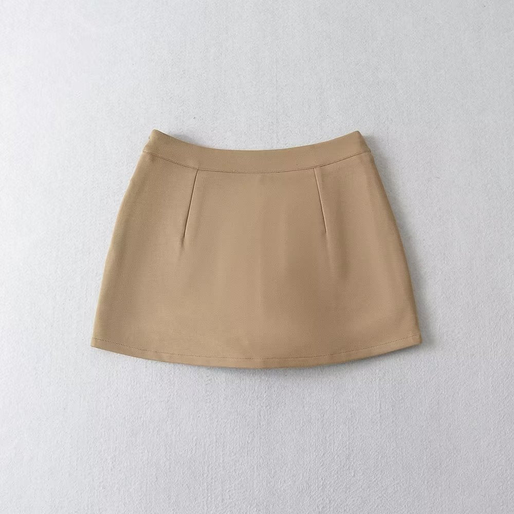Solid Color V Waist Skirt