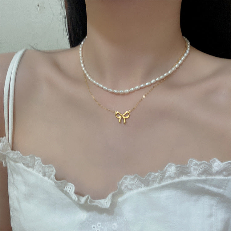 Bow Irregular Gold Necklace