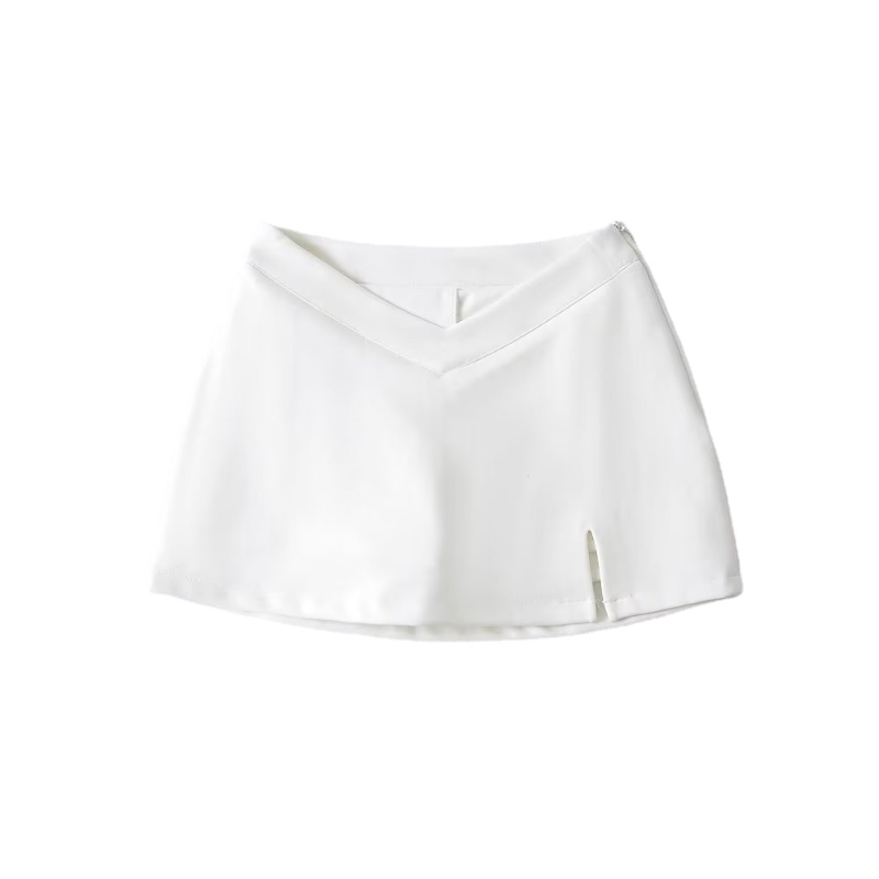 Solid Color V Waist Skirt